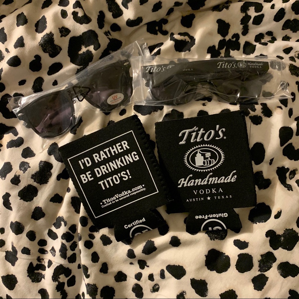 Tito’s Vodka sunglasses and drink coozies